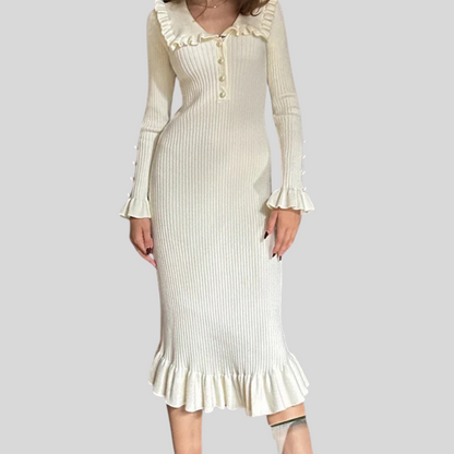 Women's High-Waist Ruffle Maxi Dress - Fashinoza