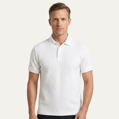 Men's White Textured Polo Shirt
