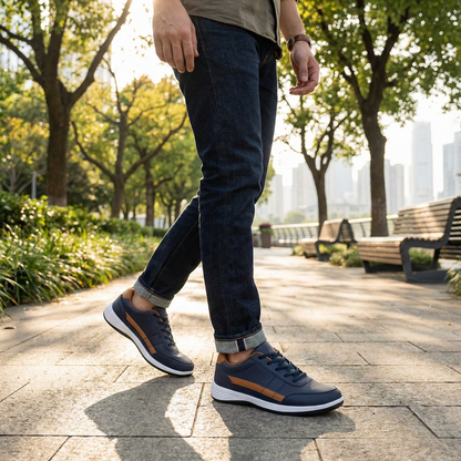 Men's Waterproof Leather Casual Lace Up Sneakers