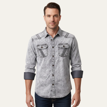 Men's Vintage Denim Casual Button Up Shirt