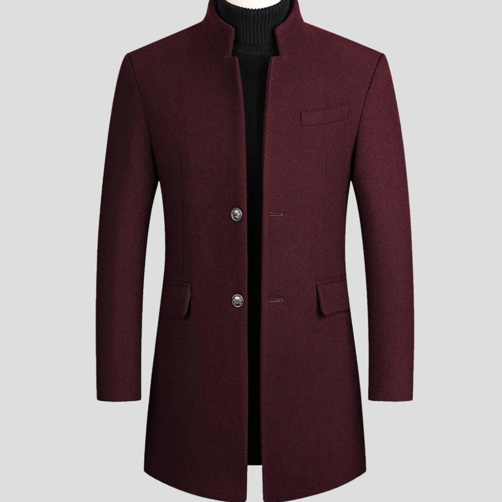 Men's Wool-Blend Classic Coat - Fashinoza