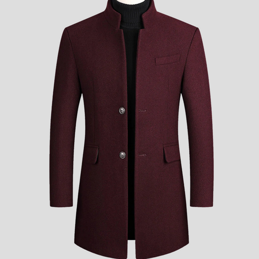 Men's Wool-Blend Classic Coat - Fashinoza