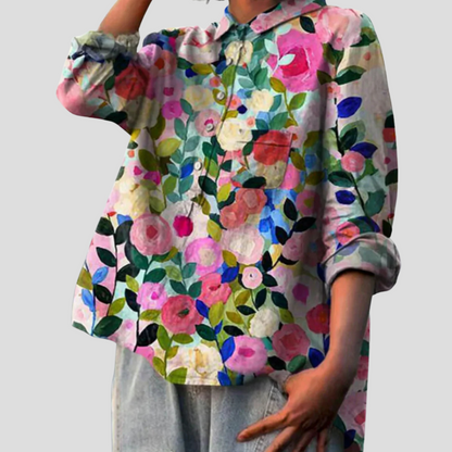 Women's Floral Blouse Lightweight Everyday Wear - Fashinoza