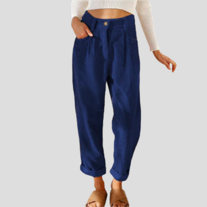 Corduroy Trousers Casual Textured Beige