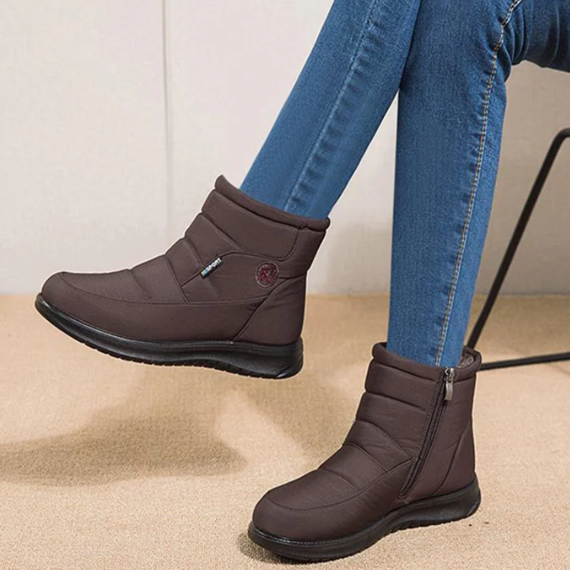 Women's Quilted Ankle Boots Fur Lined Non-Slip Sole - Fashinoza