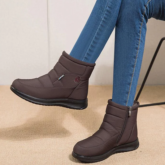 Women's Quilted Ankle Boots Fur Lined Non-Slip Sole - Fashinoza