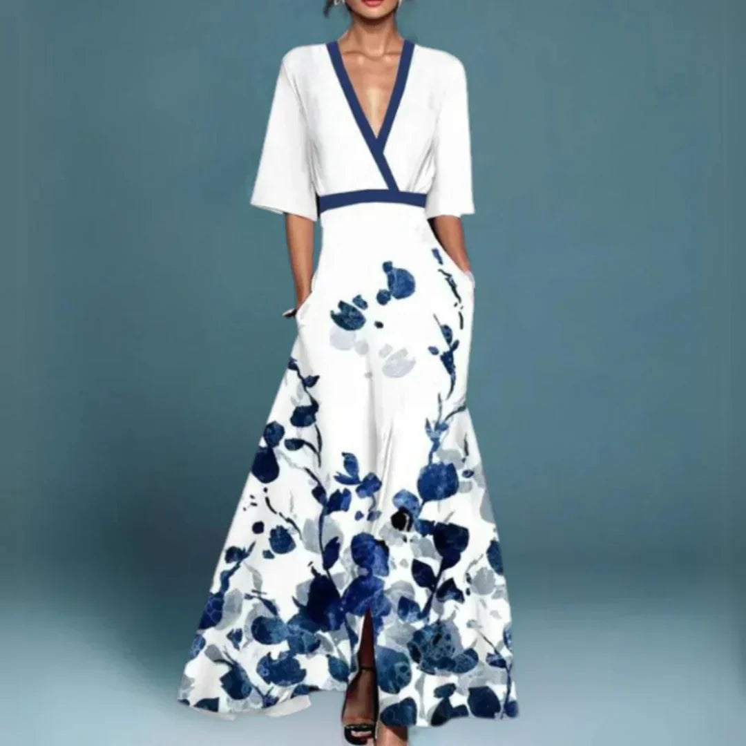 Women's V-Neck Floral Maxi Dress