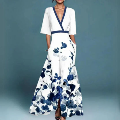Women's V-Neck Floral Maxi Dress
