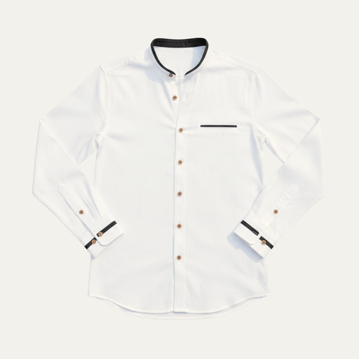 Men's Business Button Up Shirt Standing Collar Cotton White