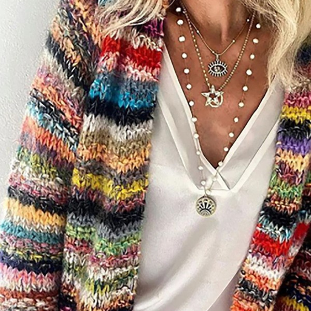 Women's Long-Sleeve Striped Cardigan