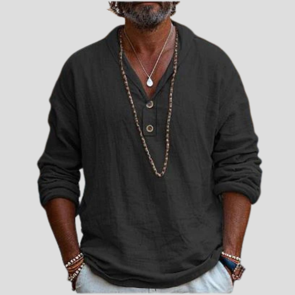 Men's Linen Long Sleeve Shirt Casual - Fashinoza