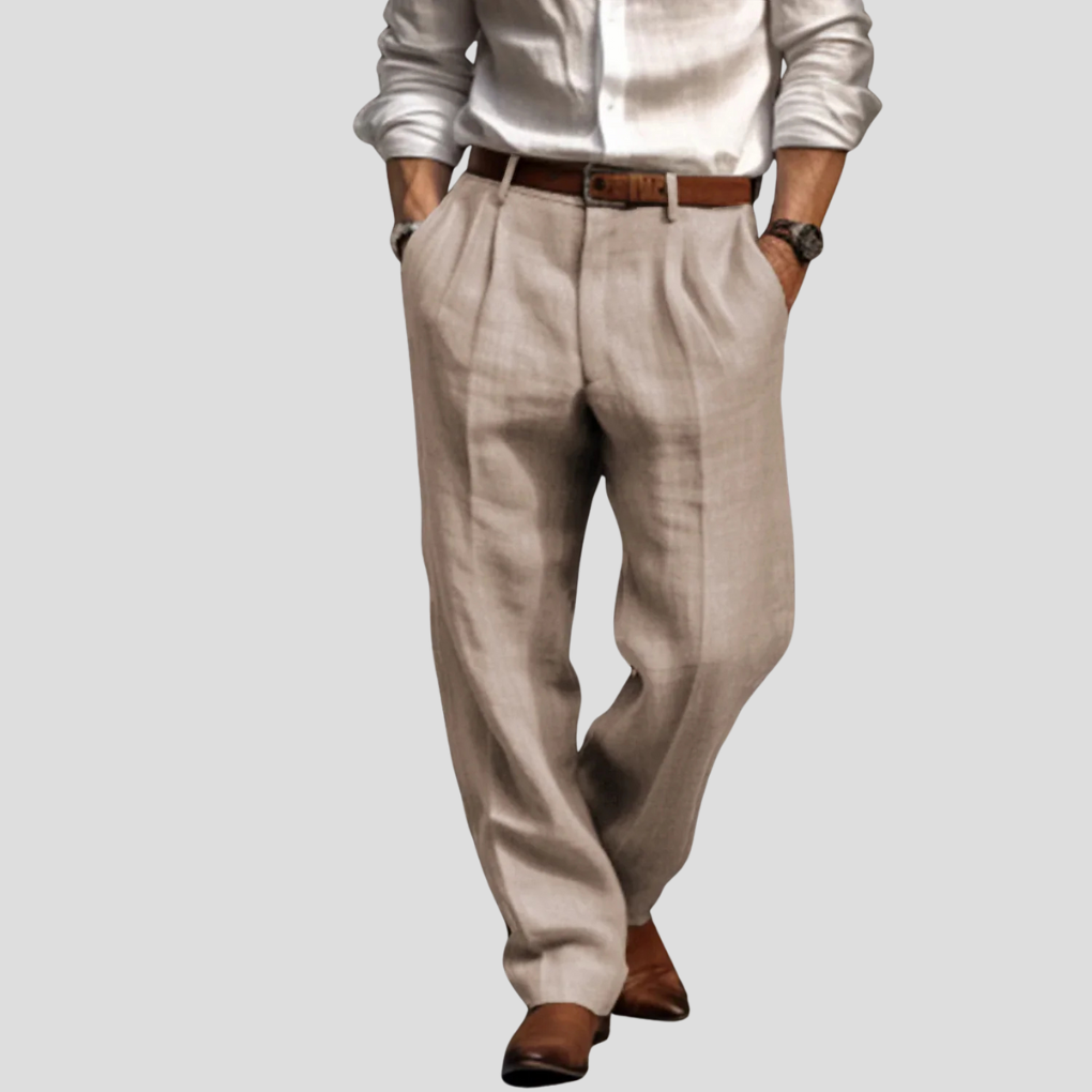 Men's Linen Pleated Trousers - Fashinoza