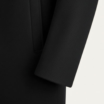 Men's Wool Overcoat Elegant Scarf Detail Charcoal