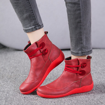 Women's Waterproof Ankle Boots Adjustable Comfort Sole Black - Fashinoza