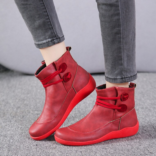 Women's Waterproof Ankle Boots Adjustable Comfort Sole Black - Fashinoza