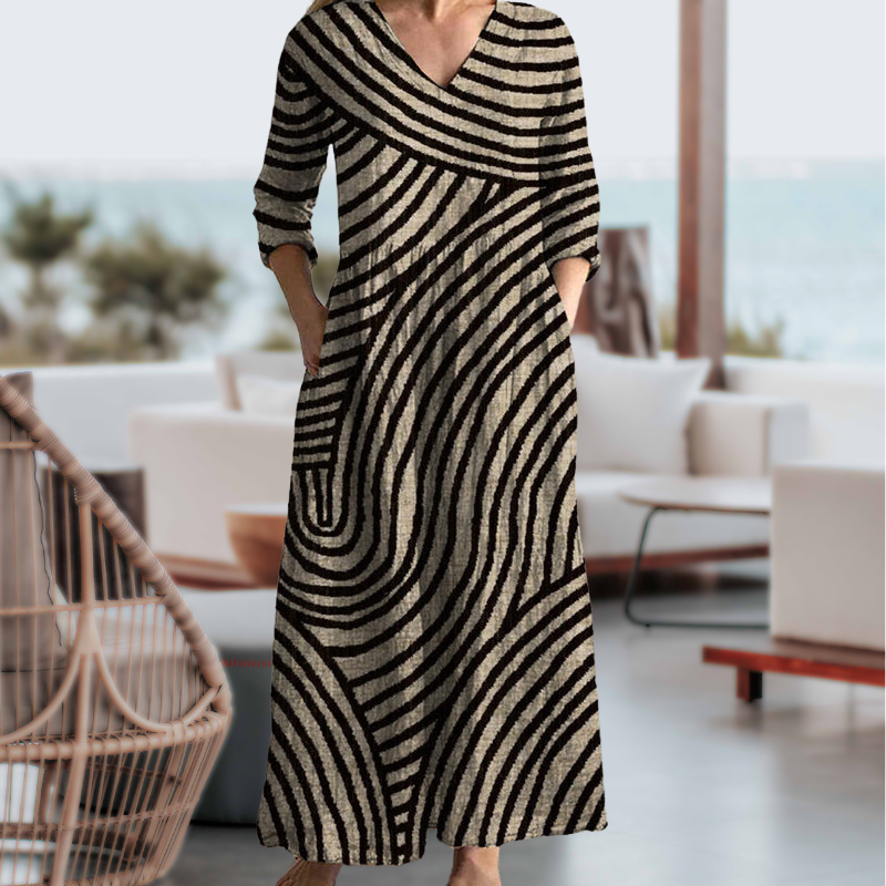 Women's Stripe Dress Curved Design