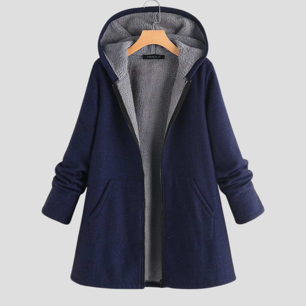 Women's Fleece Hooded Coat - Fashinoza