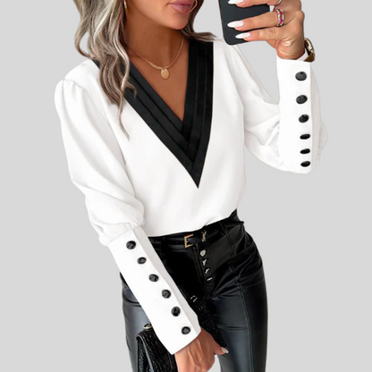 Women's Gigot Sleeve Blouse Casual Cotton White