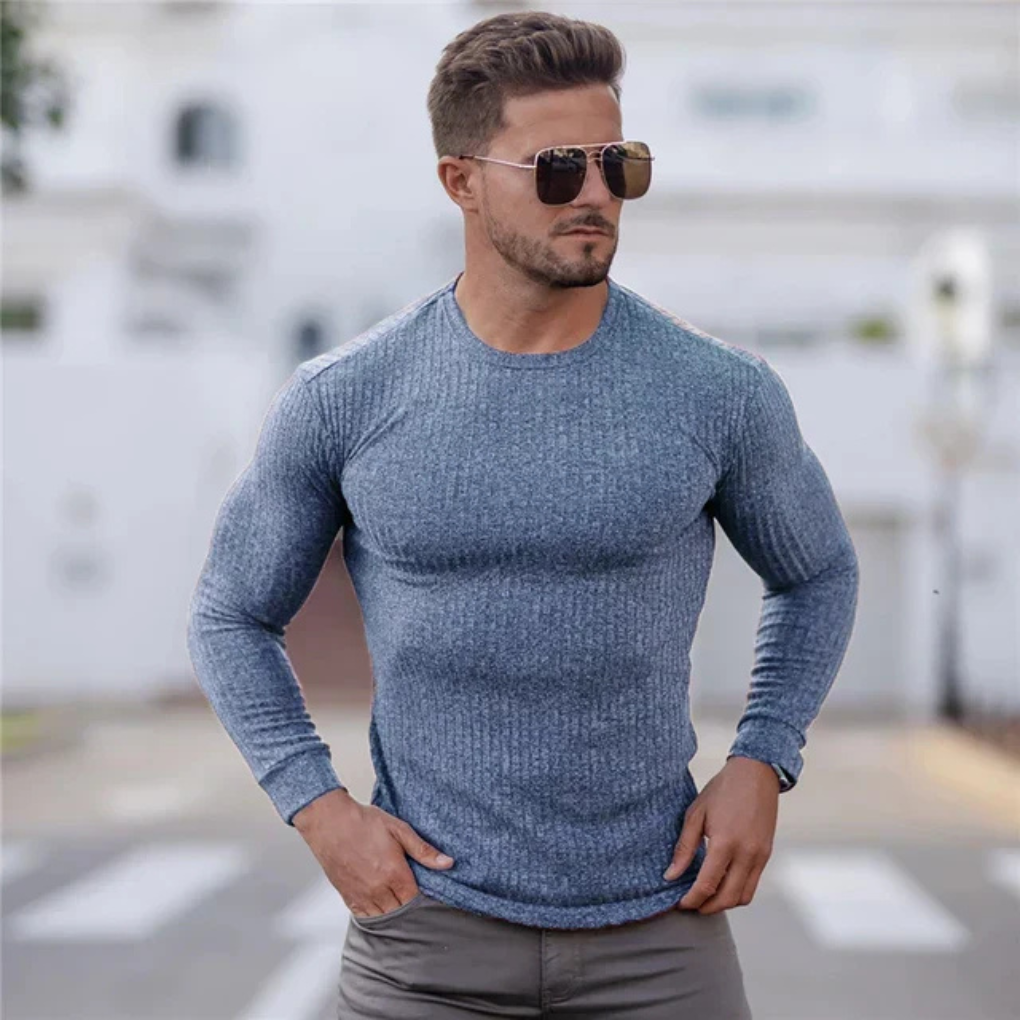 Men's Knit Crewneck Sweater Casual Cotton