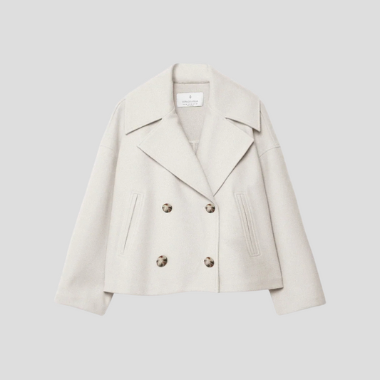Double Breasted Short Coat Elegant Wool - Fashinoza
