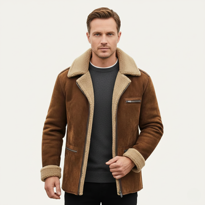 Men's Faux Suede Shearling Jacket