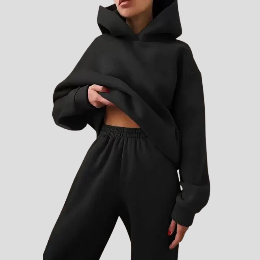 Women's Relaxed Hoodie Jogger Set Cotton Lounge Wear