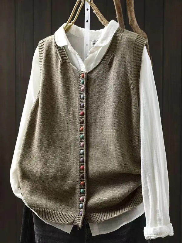 Classic Button Front Knit Vest