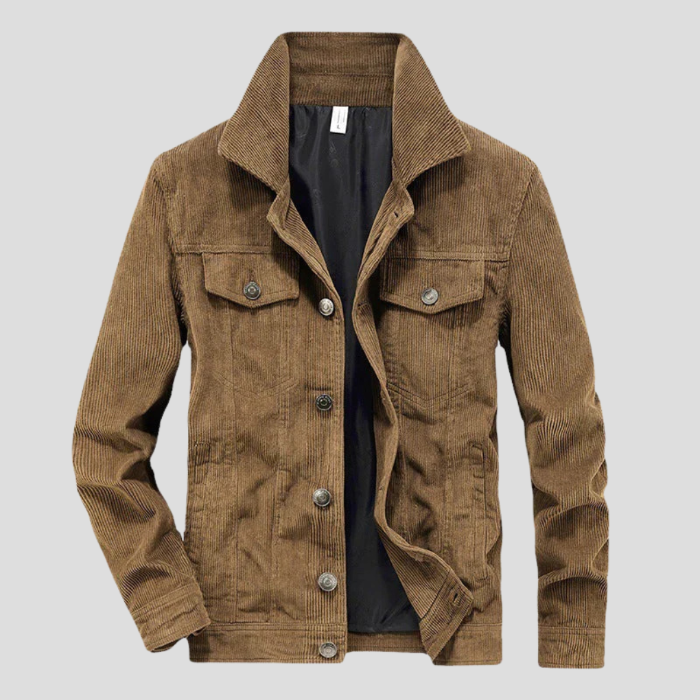 Men's Corduroy Jacket Thin Cut Streamlined Style - Fashinoza