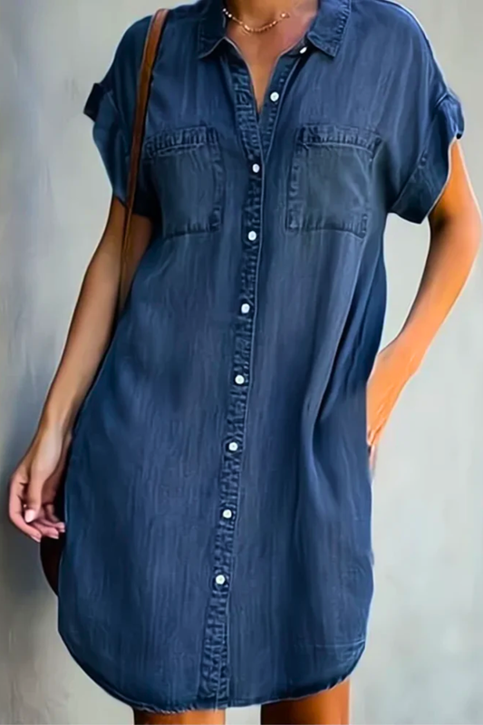 Women's Casual Denim Dress - Fashinoza