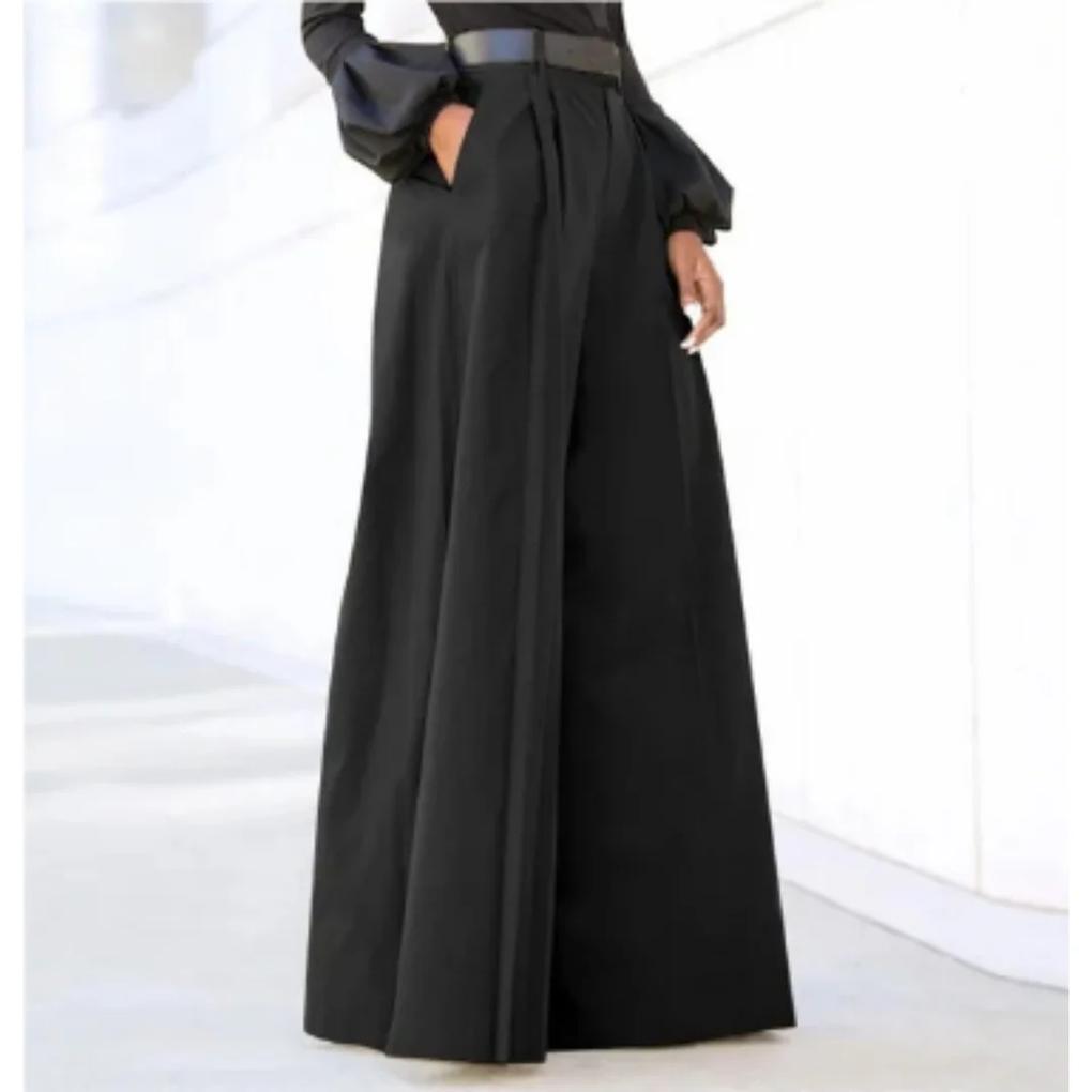 Women's Wide Leg Trousers Relaxed Fit Solid Color - Fashinoza