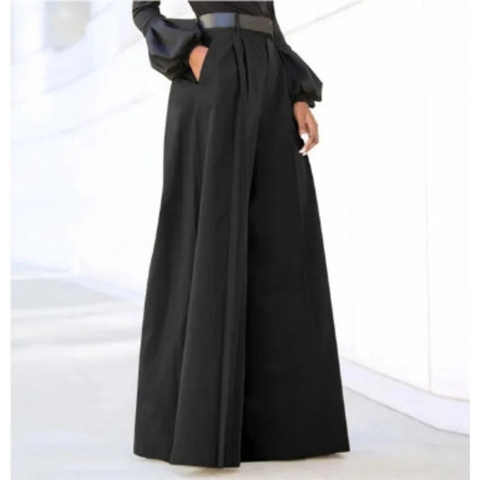 Women's Wide Leg Trousers Relaxed Fit Solid Color - Fashinoza