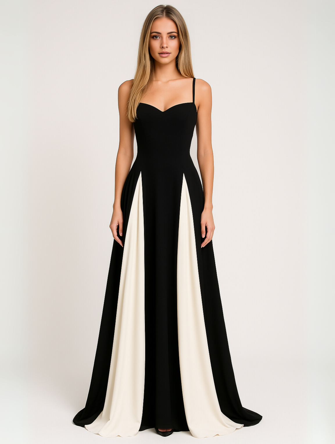 Women's Elegant Contrast Panel Dress - 
Fashinoza