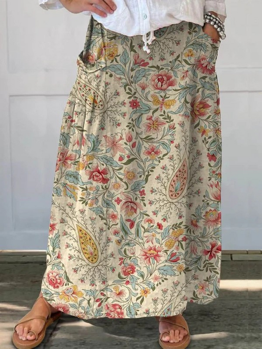 Women's Floral Print Pocket Skirt - Fashinoza