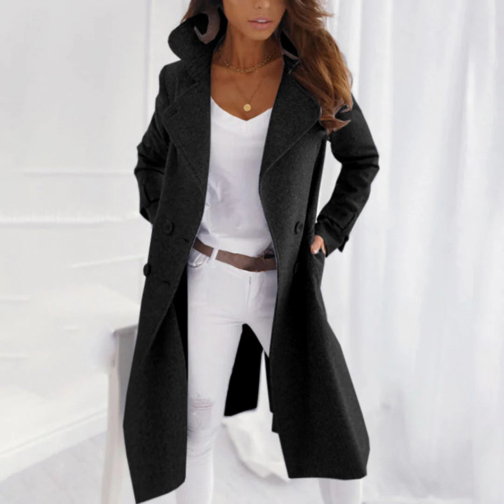 Womens Turn Down Collar Coat - Fashinoza