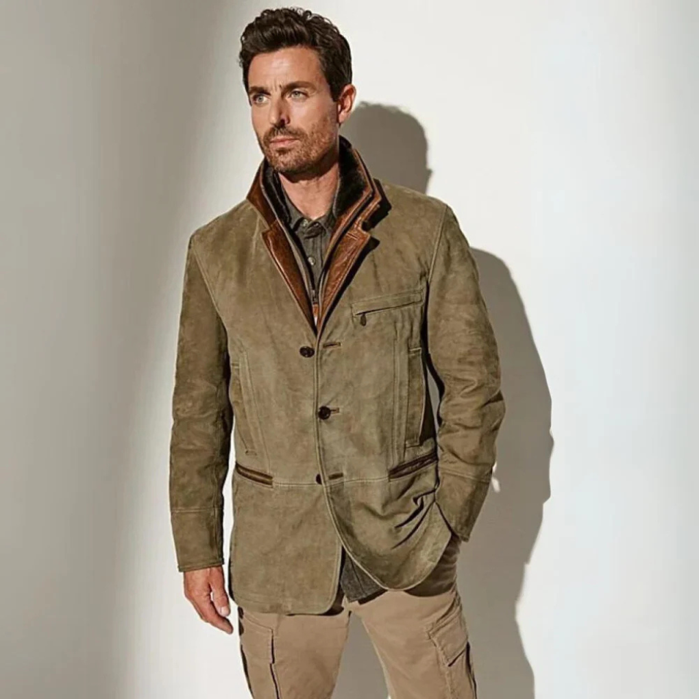 Men's Leather Vintage Jacket - Fashinoza