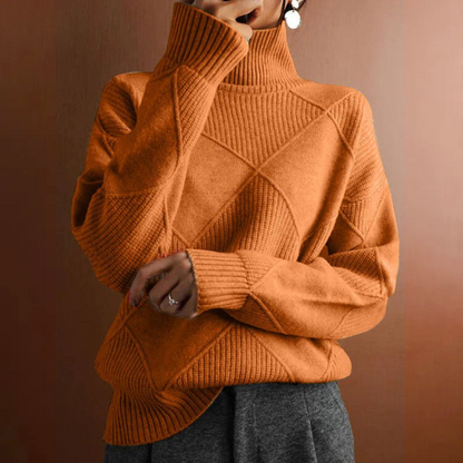 Women’s Textured Knit Turtleneck Sweater Cozy Ribbed