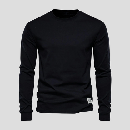 Men's Long Sleeve Round Neck Shirt Classic Cotton