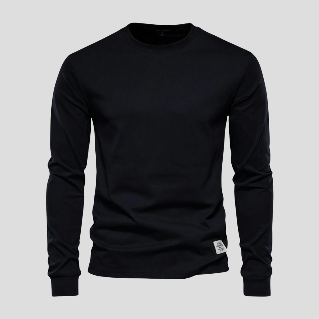 Men's Long Sleeved Round Neck Shirt Classic Cotton