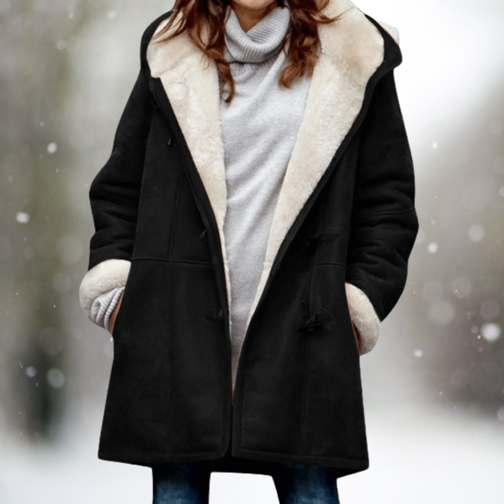 Women's Mid-Length Coat With Front Pockets - Fashinoza