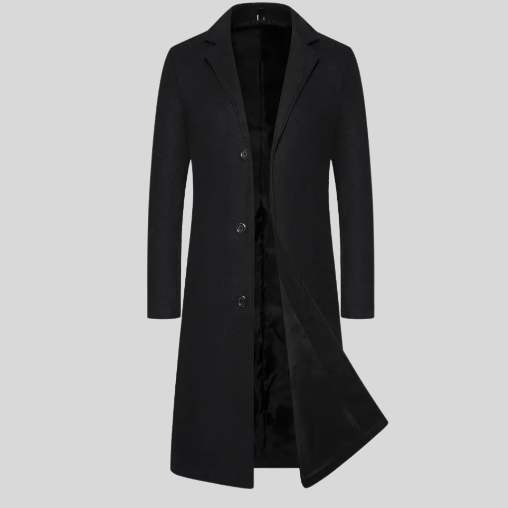 Men's Long Wool Overcoat Classic Winter Coat - Fashinoza