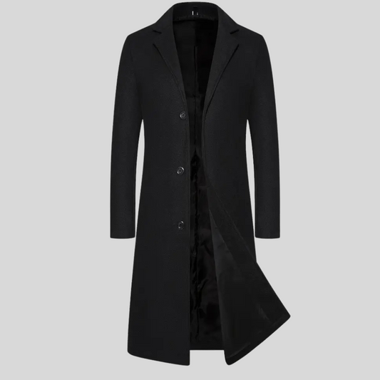 Men's Long Overcoat Classic Wool Winter Coat - Fashinoza