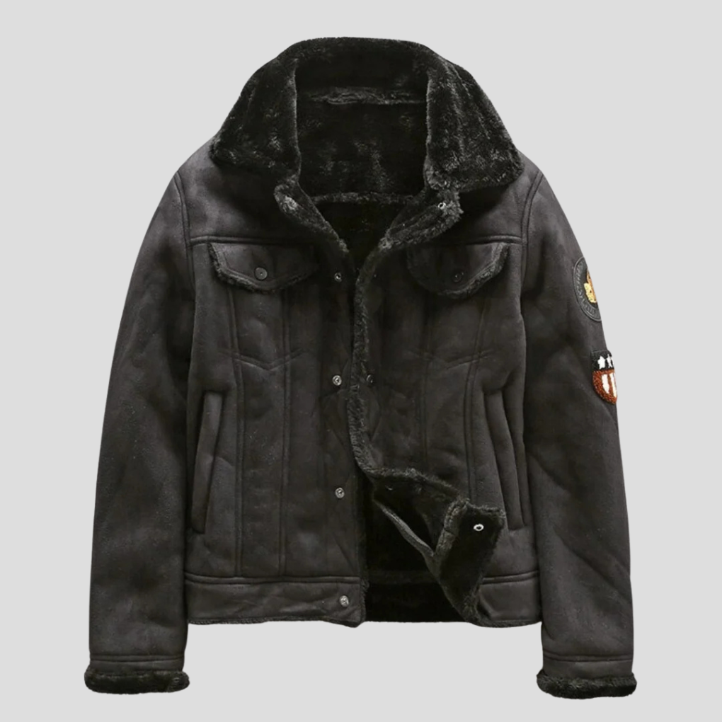 Men's Suede Leather Biker Jacket - Fashinoza