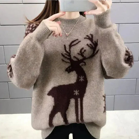 Erica| Reindeer Knit Christmas Sweater Women