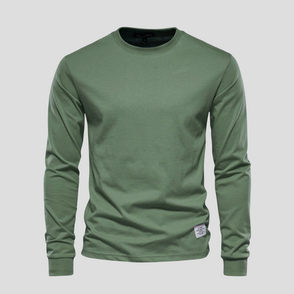 Men's Long Sleeved Round Neck Shirt Classic Cotton