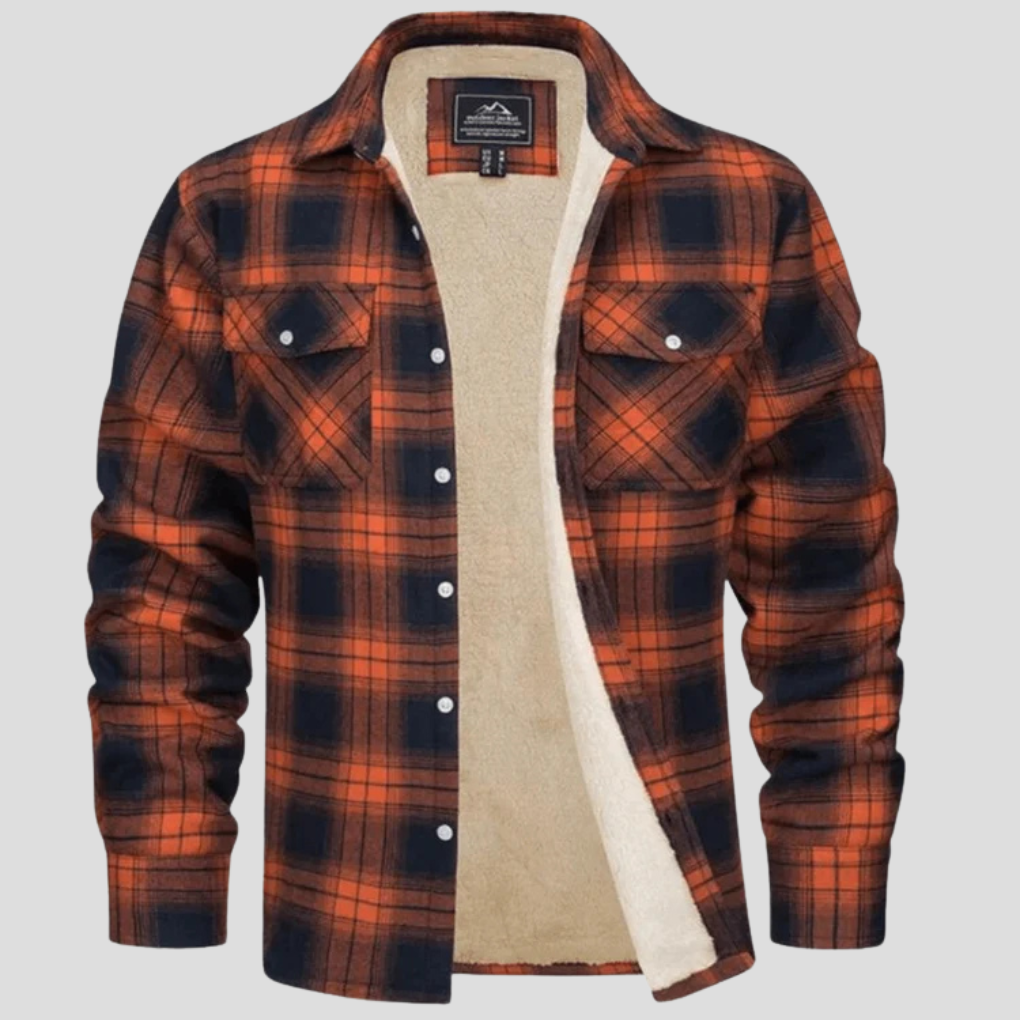 Men's Plaid Fleece Lined Jacket - Fashinoza