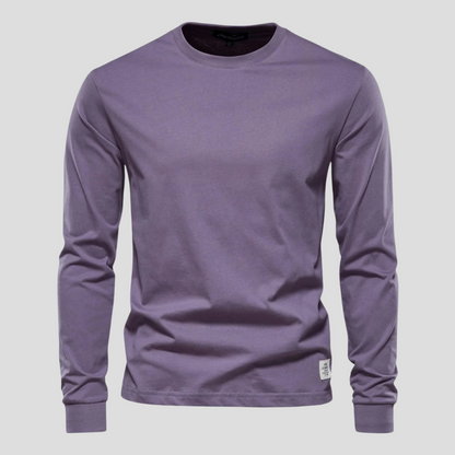 Men's Long Sleeve Round Neck Shirt Classic Cotton