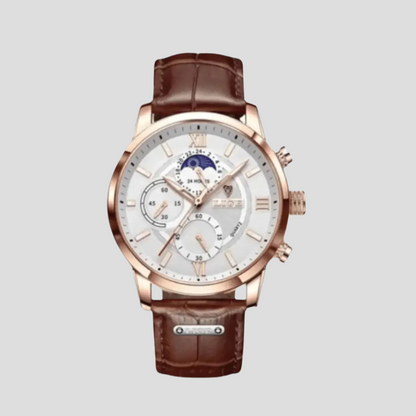 Men's Leather Watch Slim Profile - Fashinoza