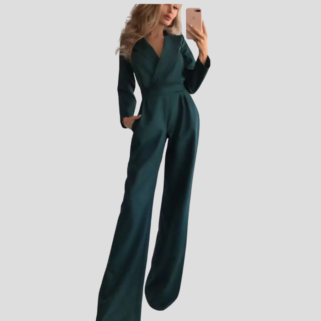 Women's Wide Strap Jumpsuit Sleek Silhouette - Fashinoza