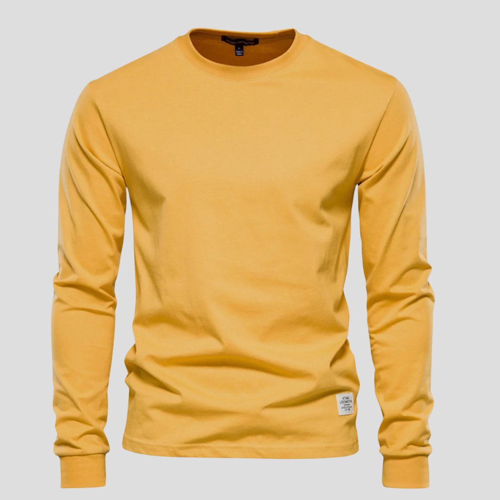 Men's Long Sleeve Round Neck Shirt Classic Cotton