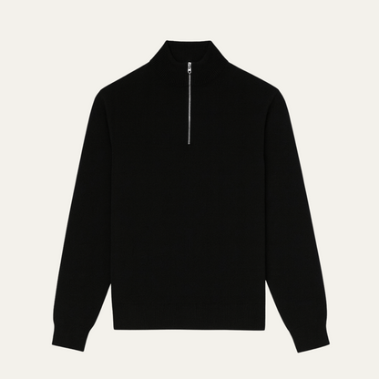 Men's Quarter Zip Sweater Wool Old Money Style - Fashinoza